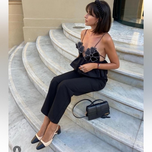 New Zara Rhinestone Floral Poplin Top - 7521/009 - Picture 14 of 15